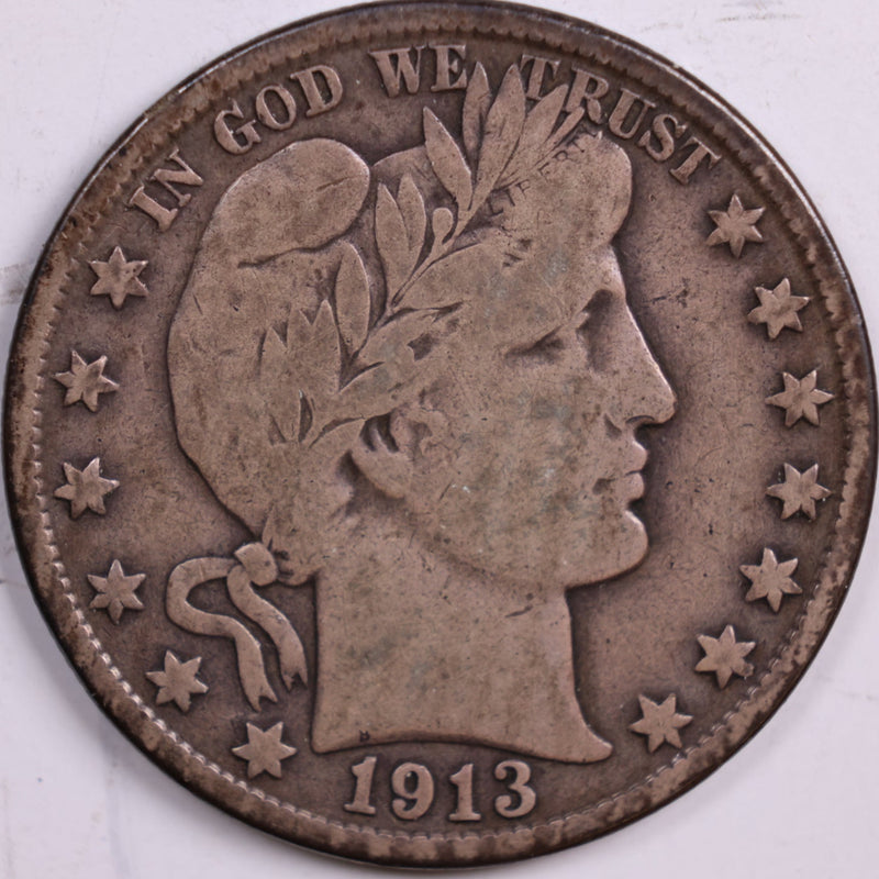1913-D Barber Half Dollar, Fine Circulated Coin, Store