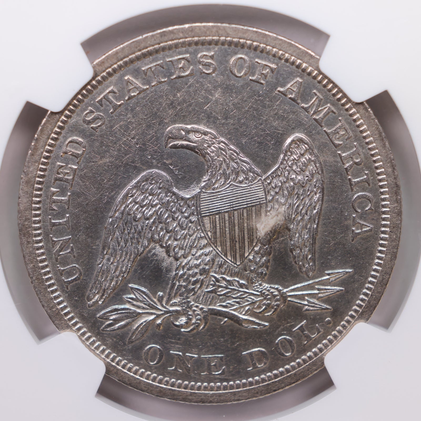1844 Seated Liberty Silver Dollar, NGC Certified AU-58, Store #GDR0330.