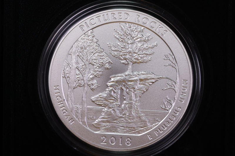 2018-P Pictured Rocks National Park, Five Ounce Silver America the Beautiful Quarter. Store