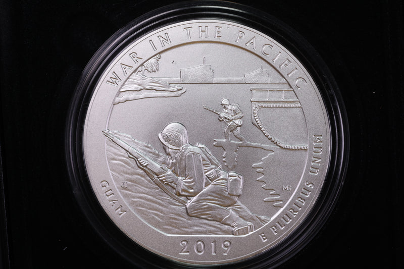 2019-P War in the Pacific, (Guam) National Park. 5 Troy Ounce Silver Quarter. Store Sale