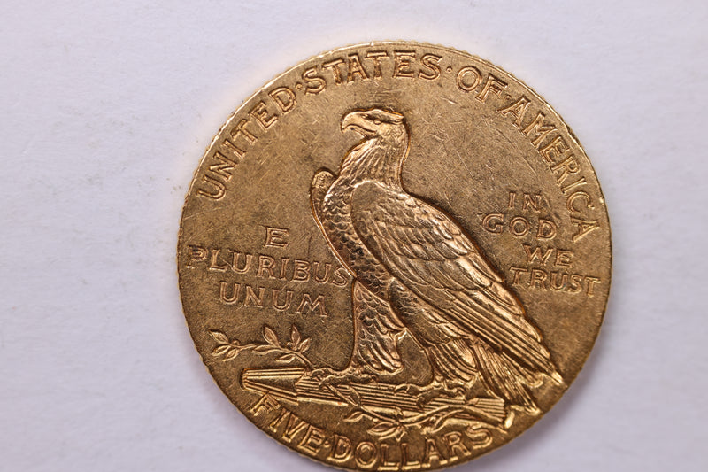 1908 $5 Gold Half Eagle, Pre-1933 Gold Indian, Affordable Collectible Coins. Store