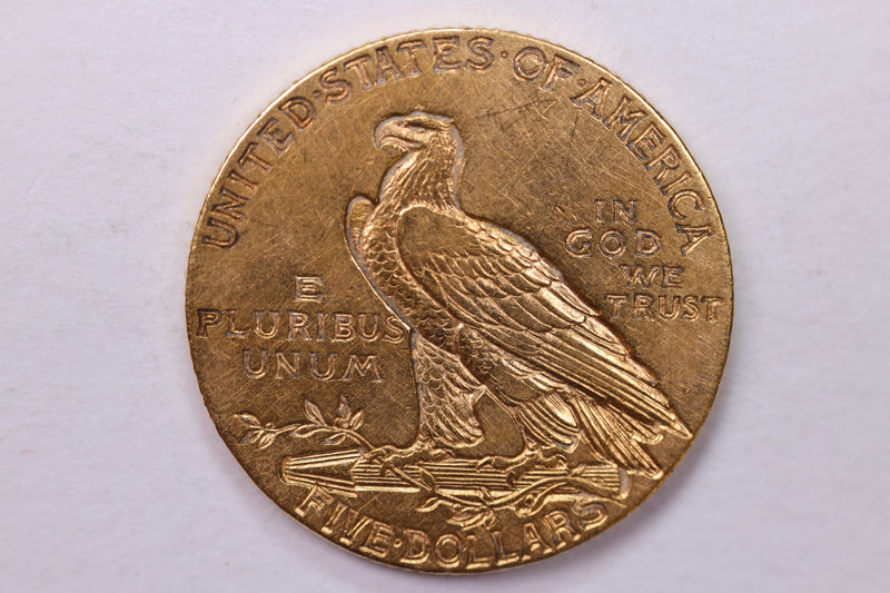 1909-D $5 Gold Half Eagle, Pre-1933 Gold Indian, Affordable Collectible Coins. Store
