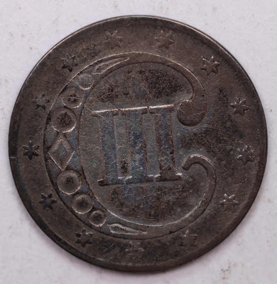 1851 Three Cent Silver, 'Tryme', Very Fine Circulated Coin, Store SALE #3CR004.