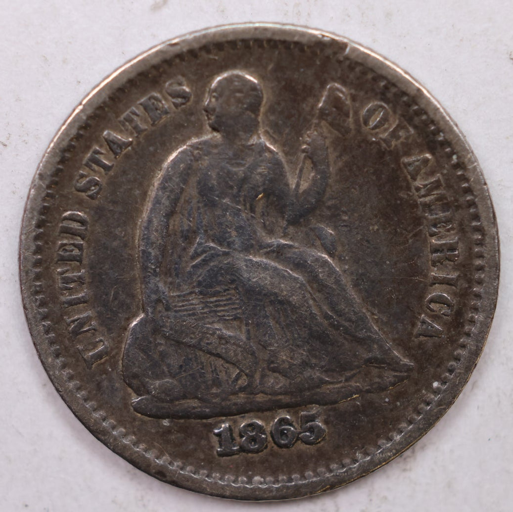 1865-S Seated Liberty Half Dime, Extra Fine Details Circulated Coin, Store HE0019.