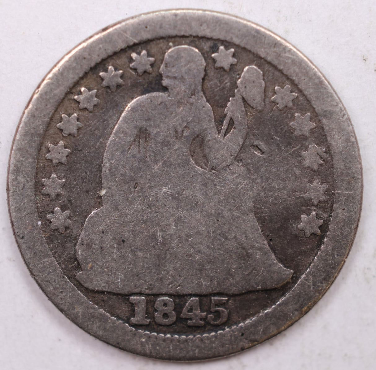 1845-O Seated Liberty Dime, Good Circulated Coin, Store #DE0841.