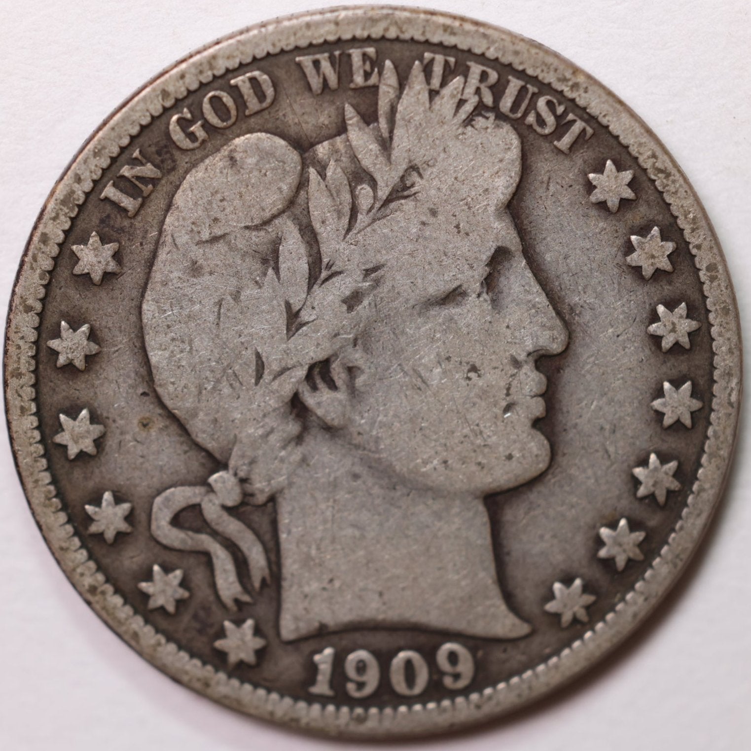 1909 Barber Half Dollar, Very Good+ Circulated Coin, Store #H0948