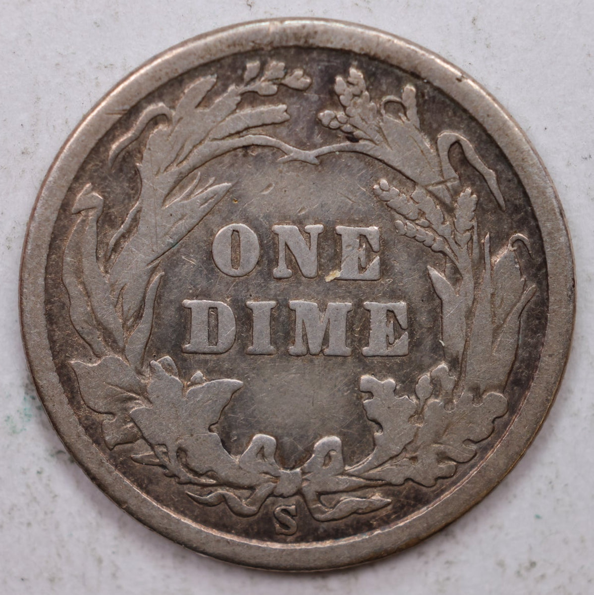 1908-S Barber Silver Dime., Very Good Circulated Coin, Store Sale #DE0855.