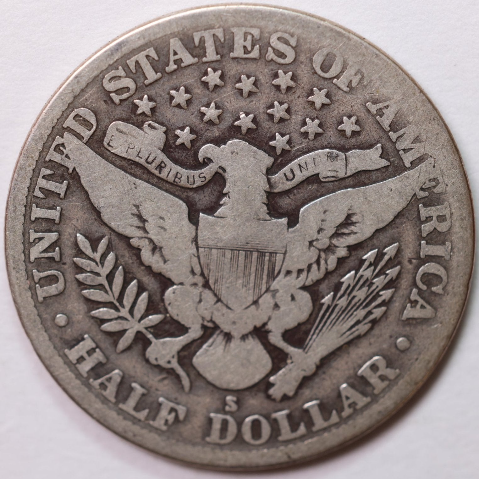 1914-S Barber Half Dollar, Very Good Circulated Coin, Store #HR1016