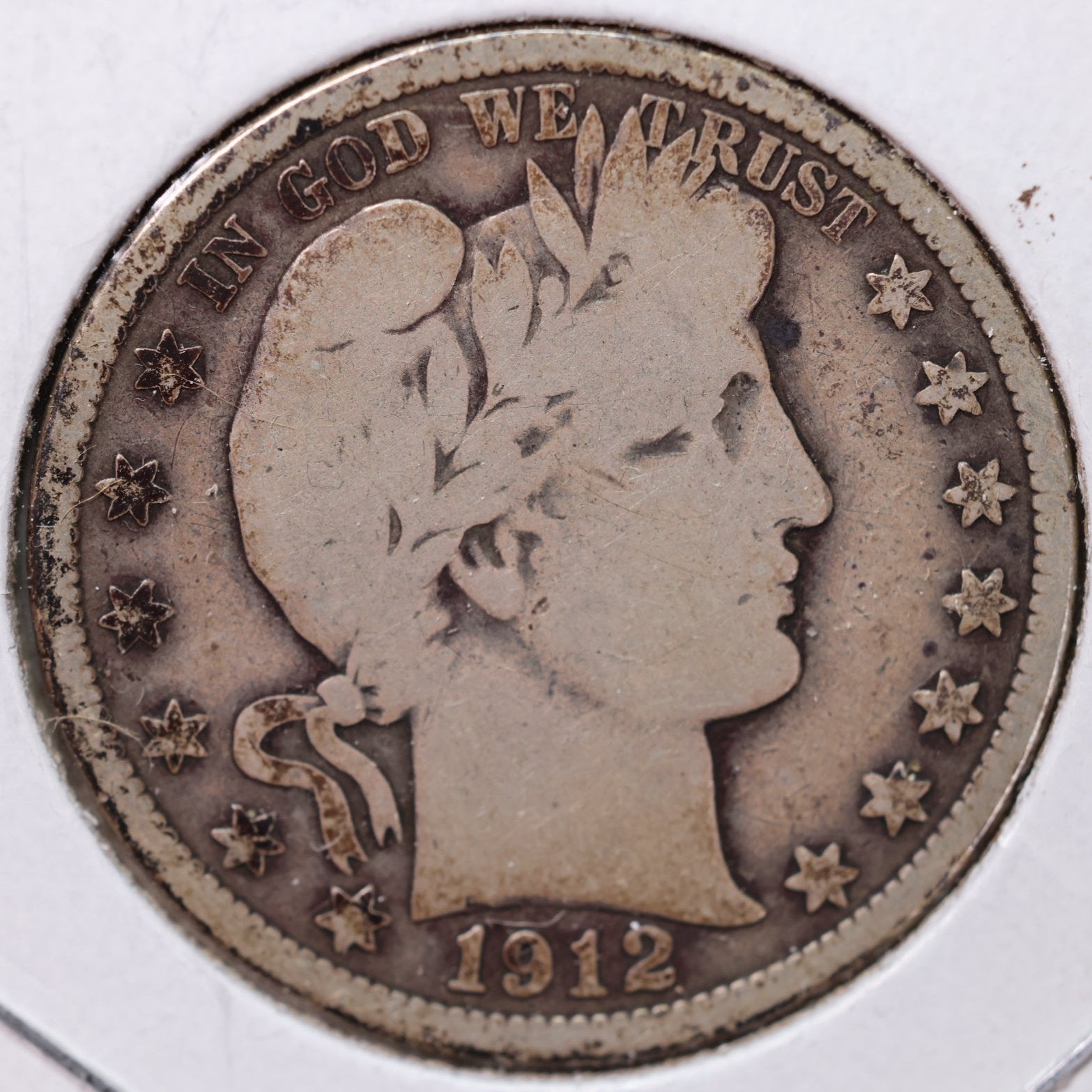 1912 Barber Half Dollar, Very Good Circulated Coin, Store #HR0988