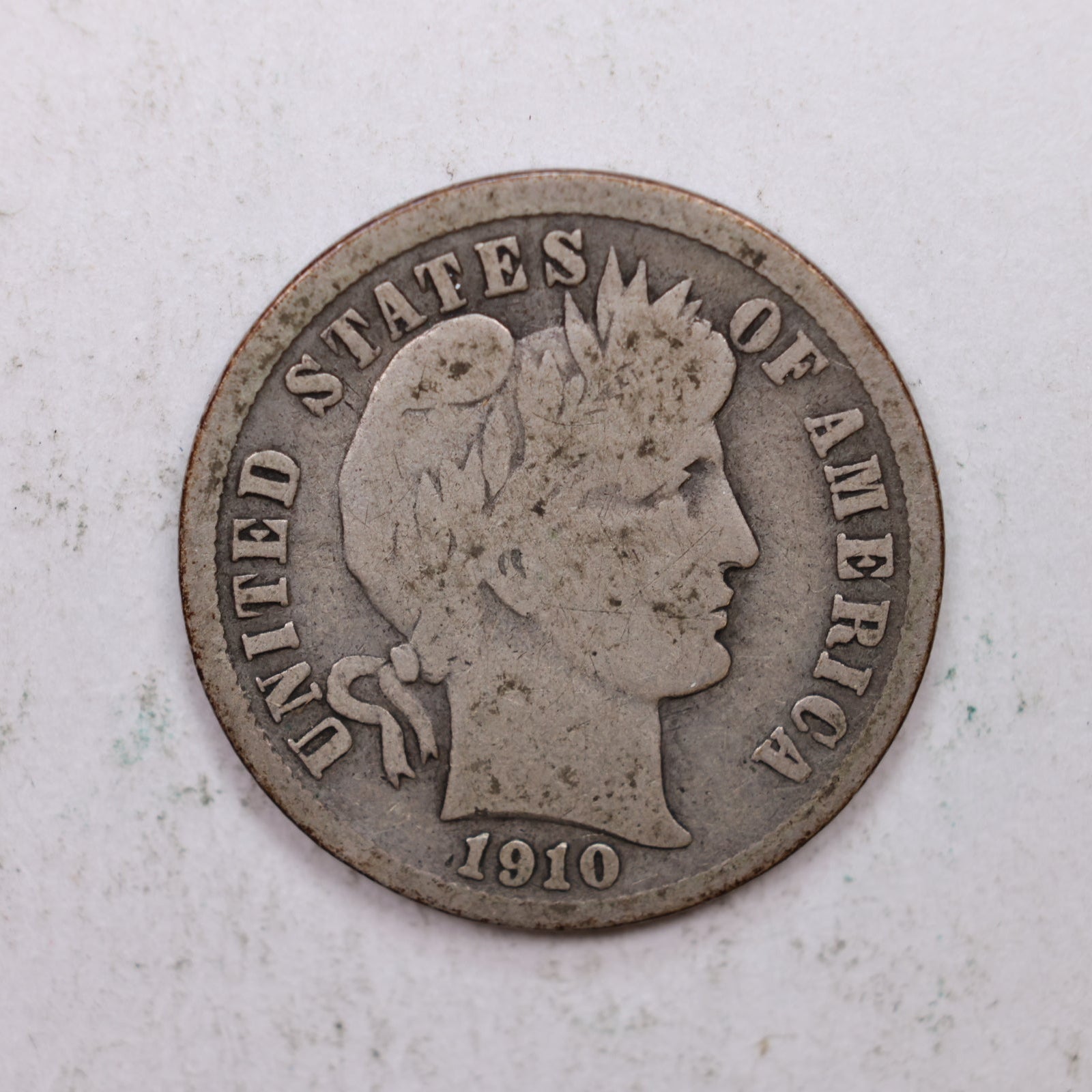 1910-D Barber Silver Dime., Good Plus Circulated Coin, Store Sale #DE0860.