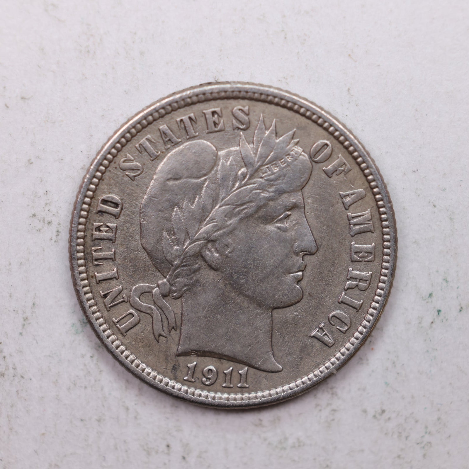 1911-D Barber Silver Dime., Extra Fine Circulated Coin, Store Sale #DE0863.