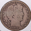 1912 Barber Half Dollar, Very Good Circulated Coin, Store
