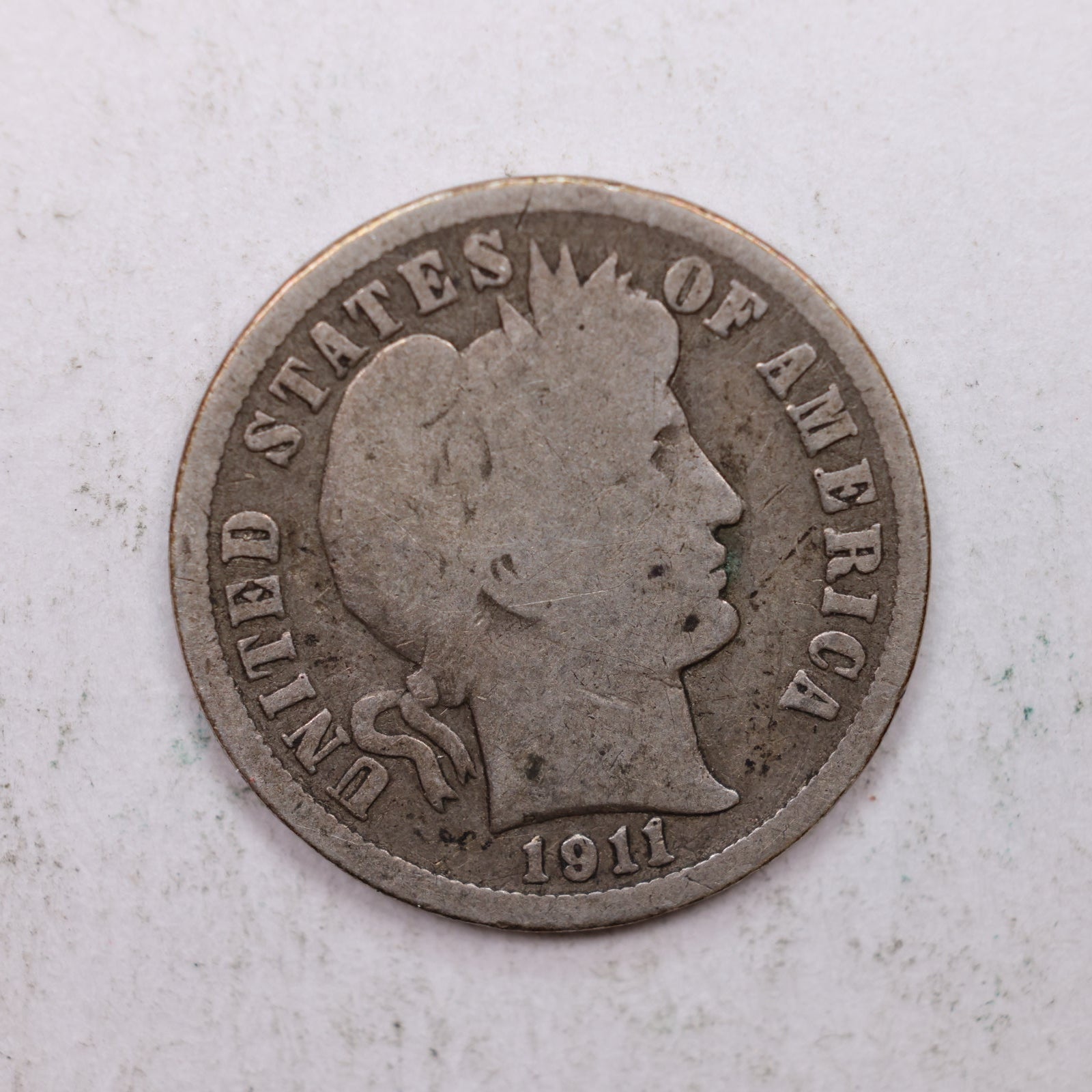 1911-D Barber Silver Dime., Good Circulated Coin, Store Sale #DE0864.