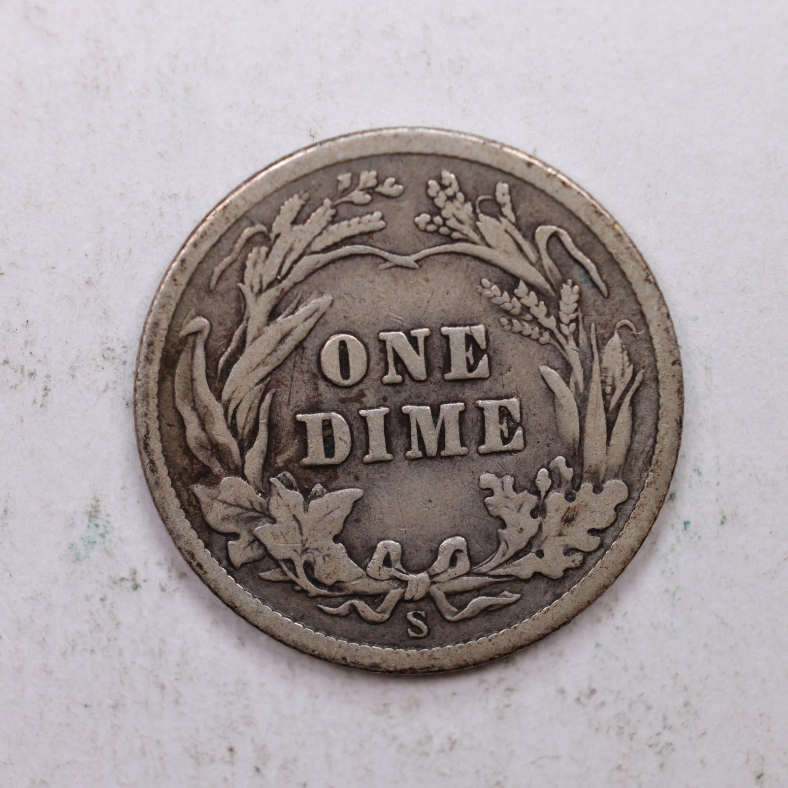 1911-S Barber Silver Dime., Fine Circulated Coin, Store Sale #DE0865.