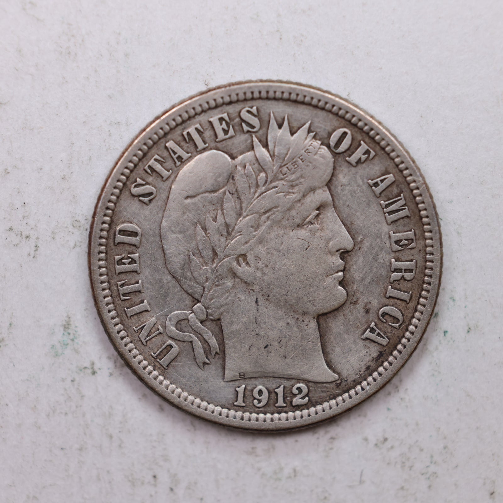 1912 Barber Silver Dime., Extra Fine Circulated Coin, Store Sale #DE0866.