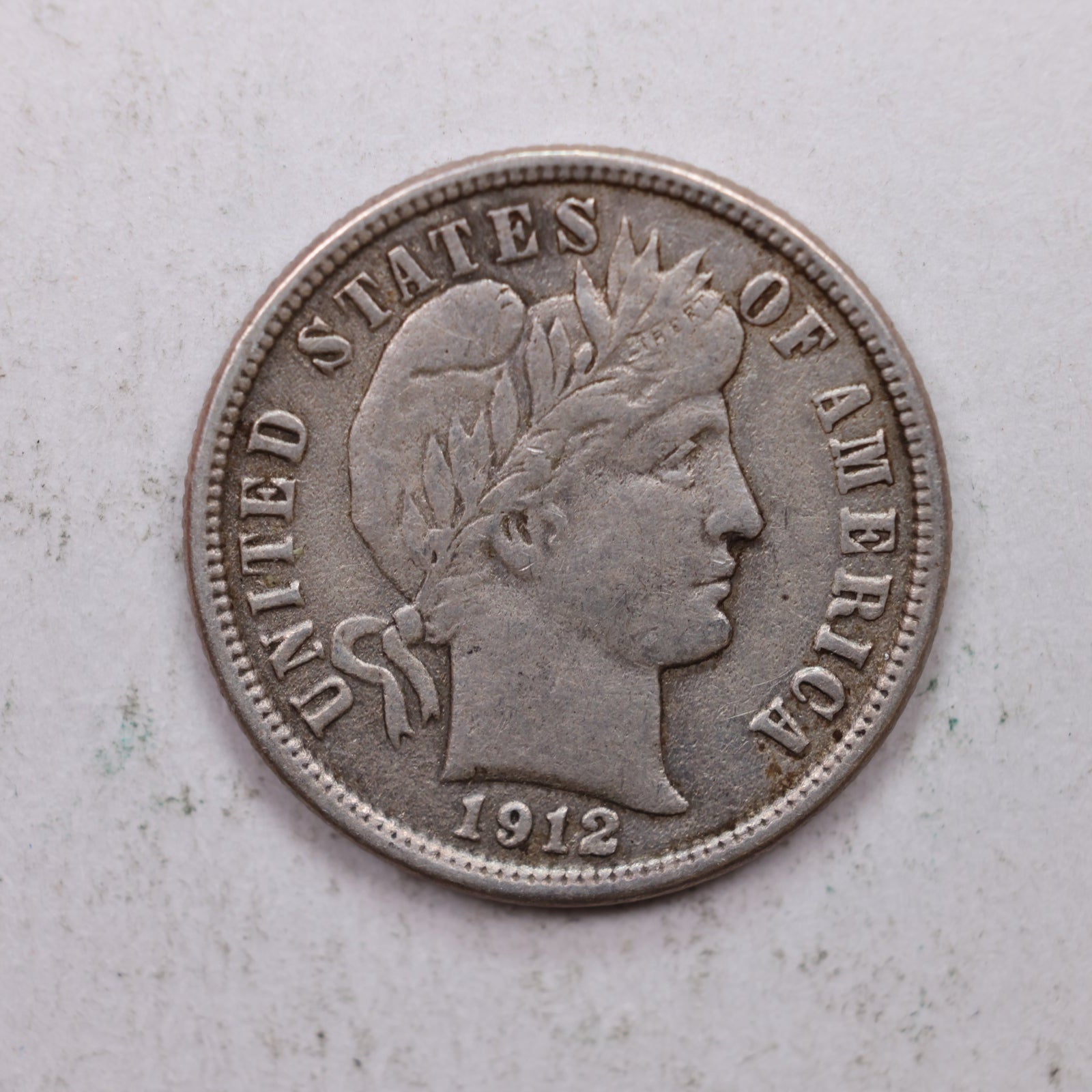 1912-D Barber Silver Dime., Very Fine Plus Circulated Coin, Store Sale #DE0868.