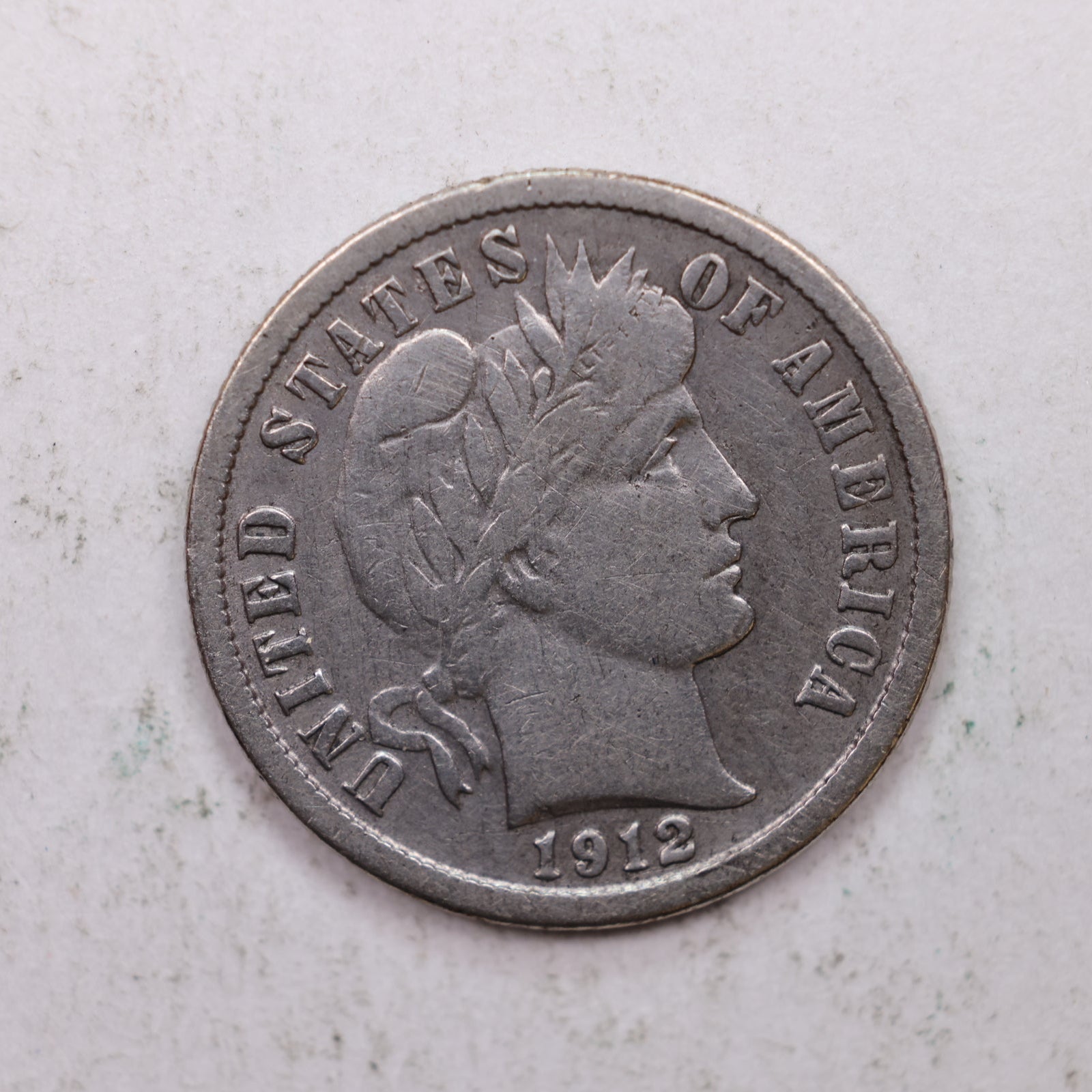 1912-D Barber Silver Dime., Fine Circulated Coin, Store Sale #DE0869.