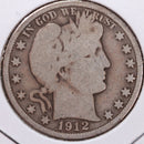 1912-D Barber Half Dollar, Good Circulated Coin, Store