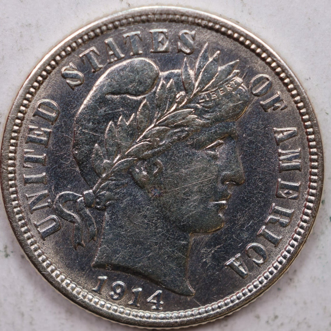 1914 Barber Dime, Mint State+ Uncirculated Coin, Store #DE0875