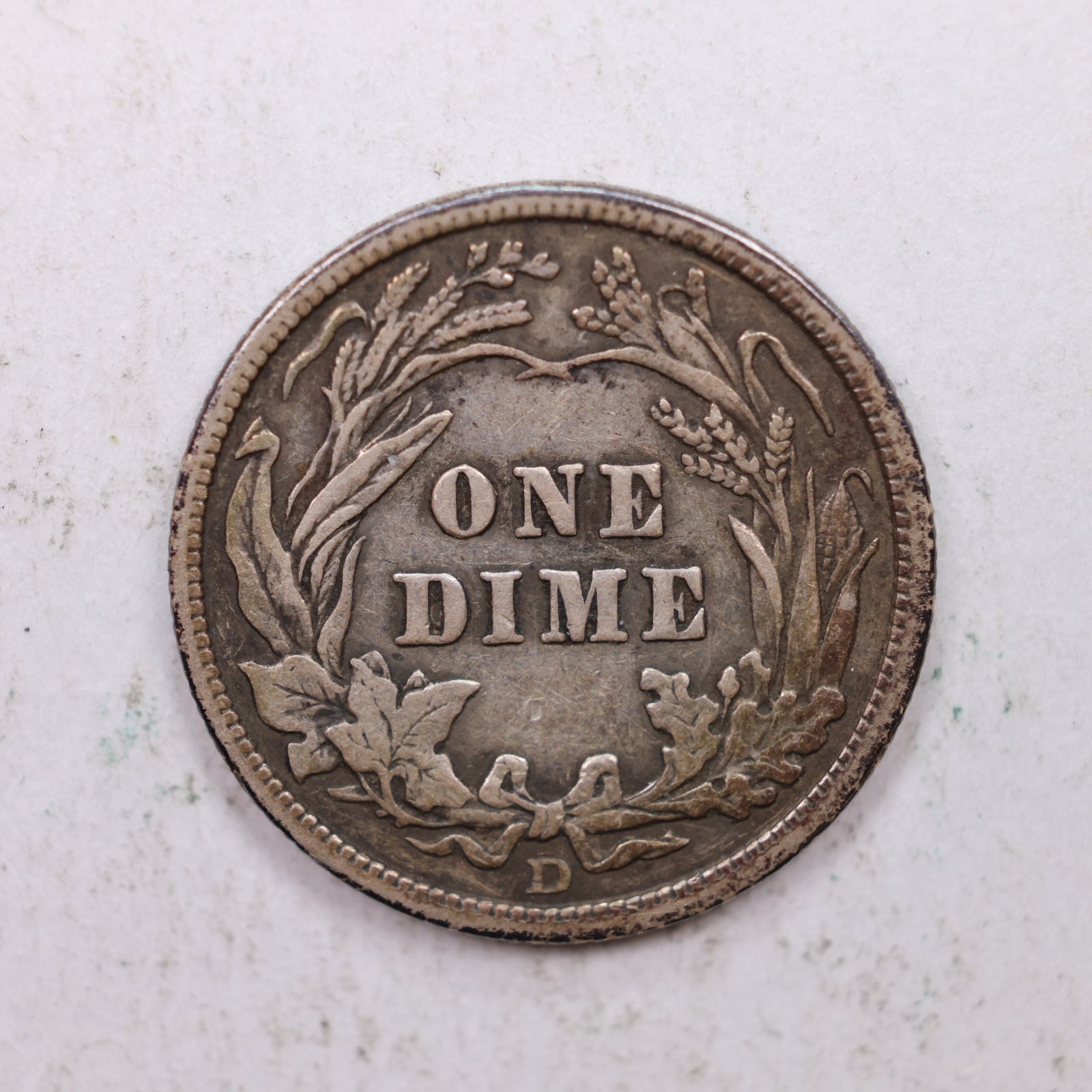 1914-D Barber Silver Dime., Very Fine Plus circulated Coin, Store Sale #DE0877.