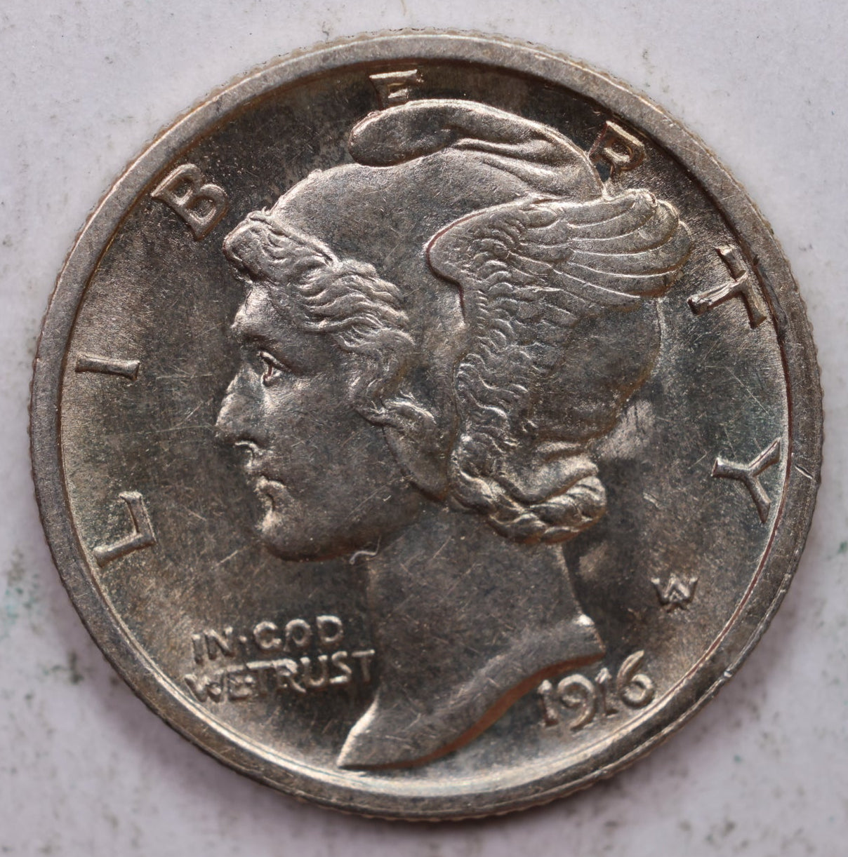 1916 Mercury Silver Dime, Mint State, Uncirculated Coin. Store Sale #DE0880.
