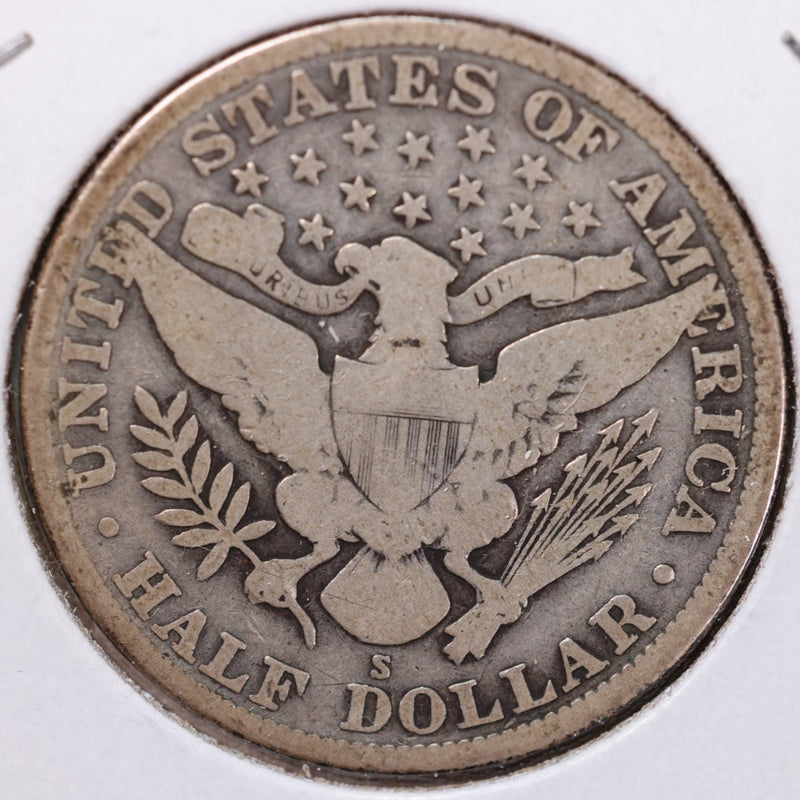 1912-S Barber Half Dollar, Very Good Circulated Coin, Store