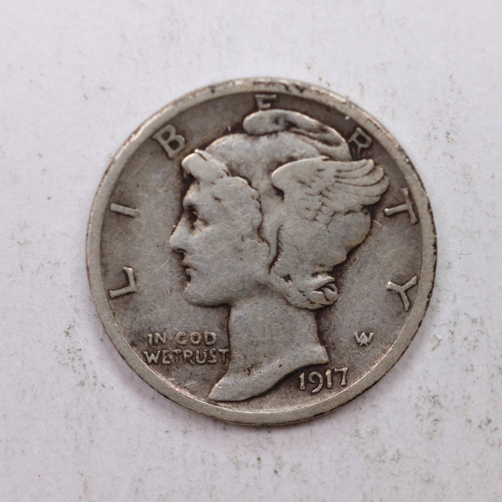 1917-S Mercury Silver Dime, Fine Circulated Coin. Store Sale #DE0884.