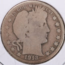 1913 Barber Half Dollar, Good Circulated Coin, Store