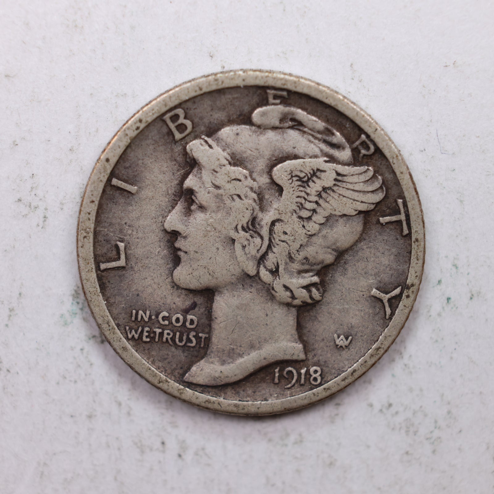 1918-S Mercury Silver Dime, Very Fine Circulated Coin. Store Sale #DE0888.