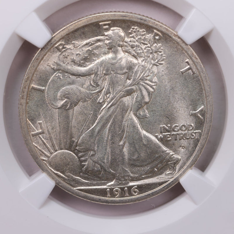 1916-D Walking Liberty Silver Half Dollar., NGC MS-61.,  Affordable Collectible Coin Sale