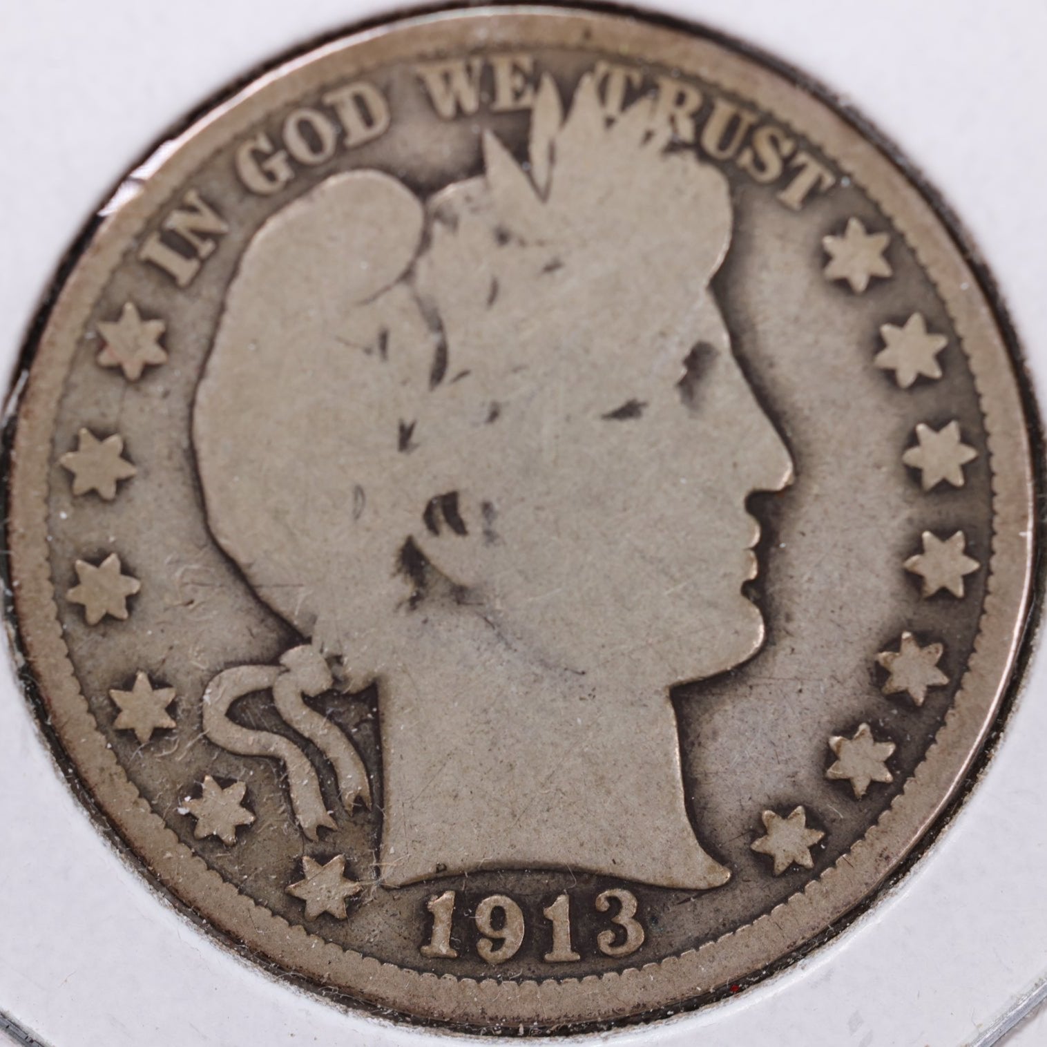 1913 Barber Half Dollar, Good+ Circulated Coin, Store #HR1006
