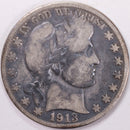 1913-S Barber Half Dollar, Fine Circulated Coin, Store