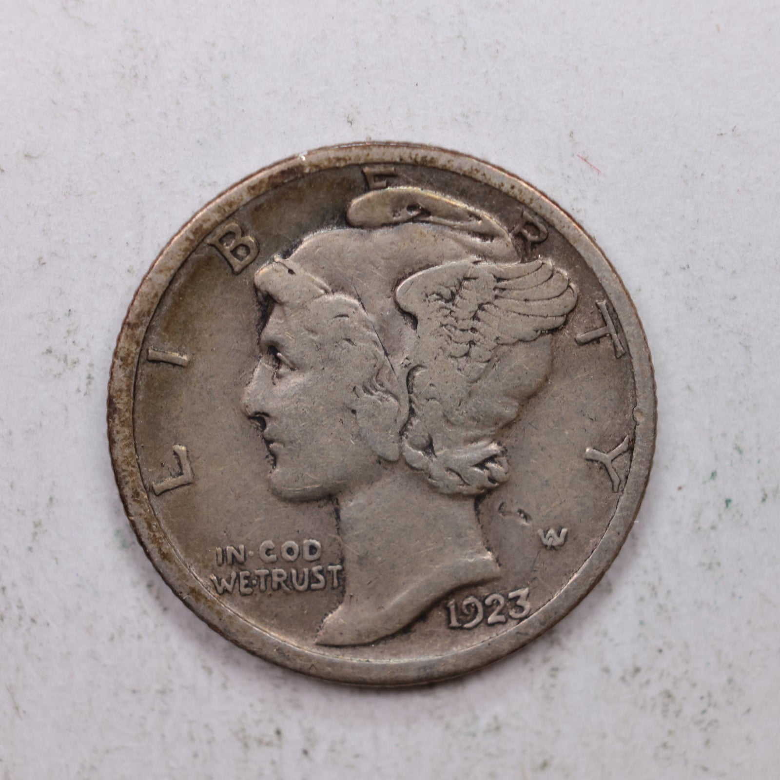 1923-S Mercury Silver Dime, Very Fine Circulated Coin. Store Sale #DE0906.