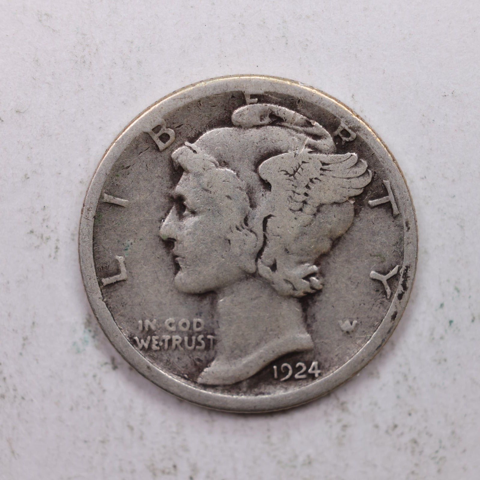 1924-S Mercury Silver Dime, Fine Plus Circulated Coin. Store Sale #DE0907.