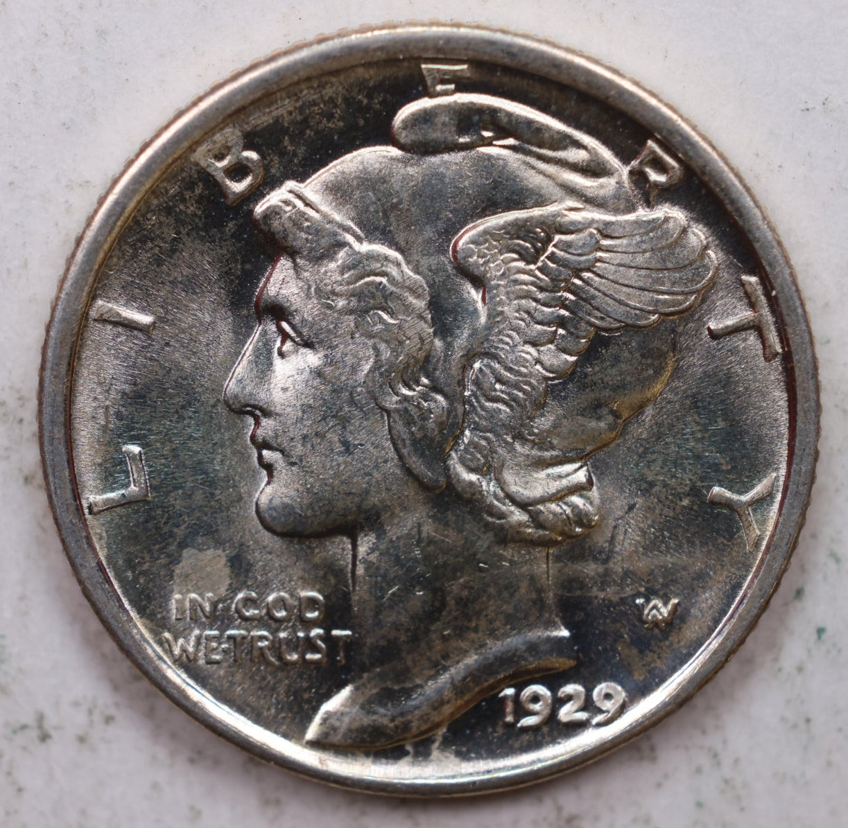 1929-D Mercury Silver Dime, Mint State Uncirculated Coin. Store Sale #DE0908.