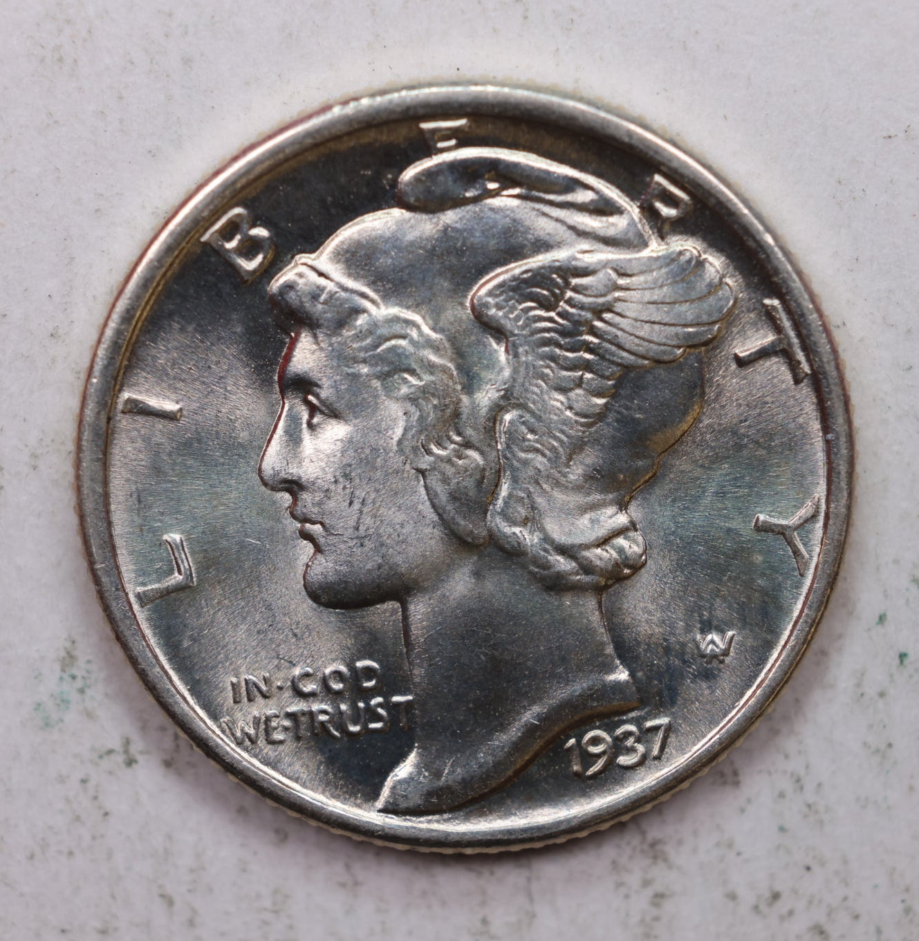 1937 Mercury Silver Dime, Mint State Uncirculated Coin. Store Sale #DE0910.