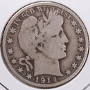 1914-S Barber Half Dollar, Very Good Circulated Coin, Store