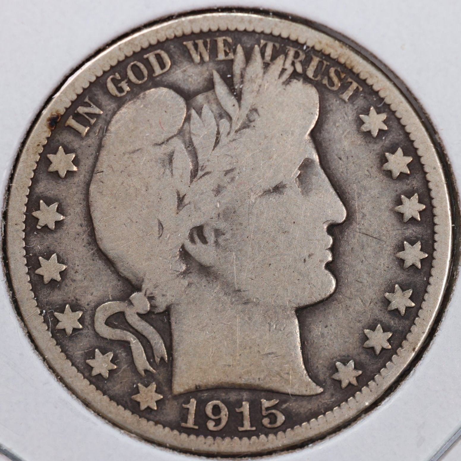 1915 Barber Half Dollar, Very Good Circulated Coin, Store #HR1022