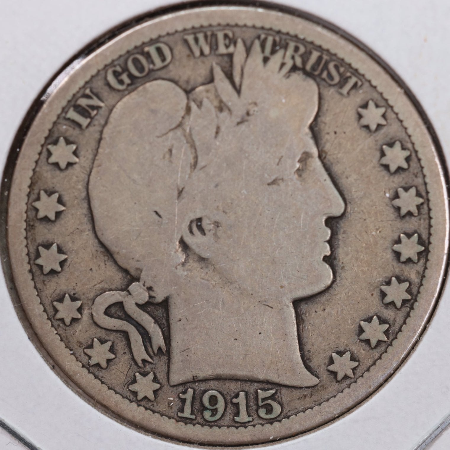 1915 Barber Half Dollar, Very Good Circulated Coin, Store #HR1024