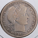 1915 Barber Half Dollar, Fine Circulated Coin, Store