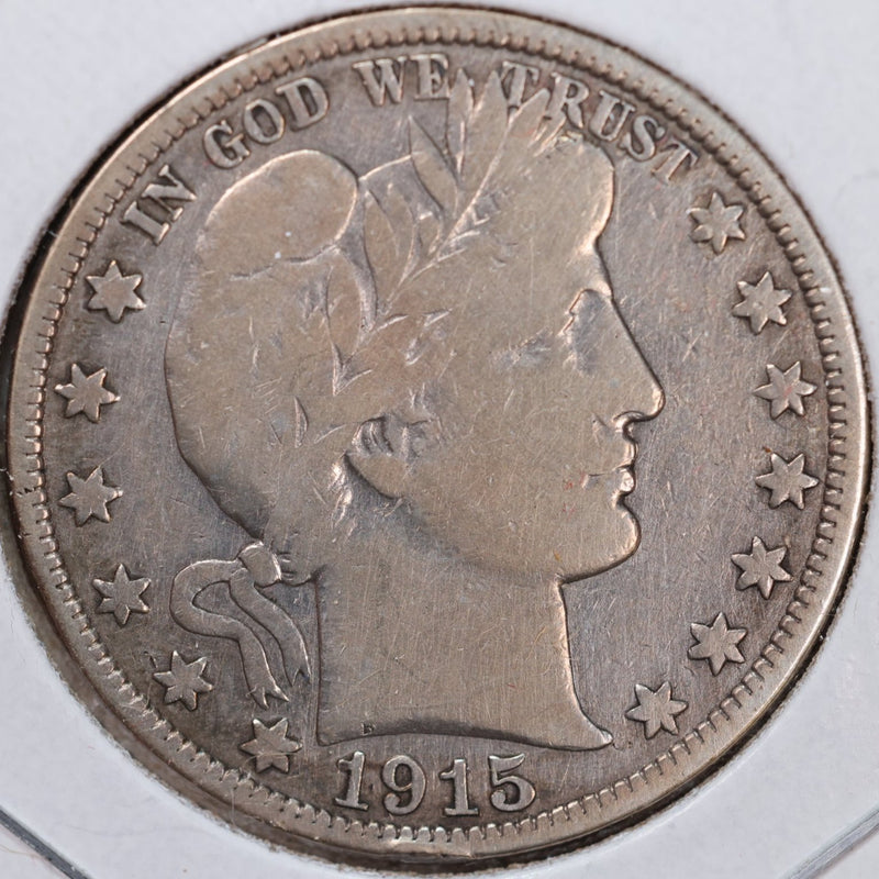 1915 Barber Half Dollar, Fine Circulated Coin, Store