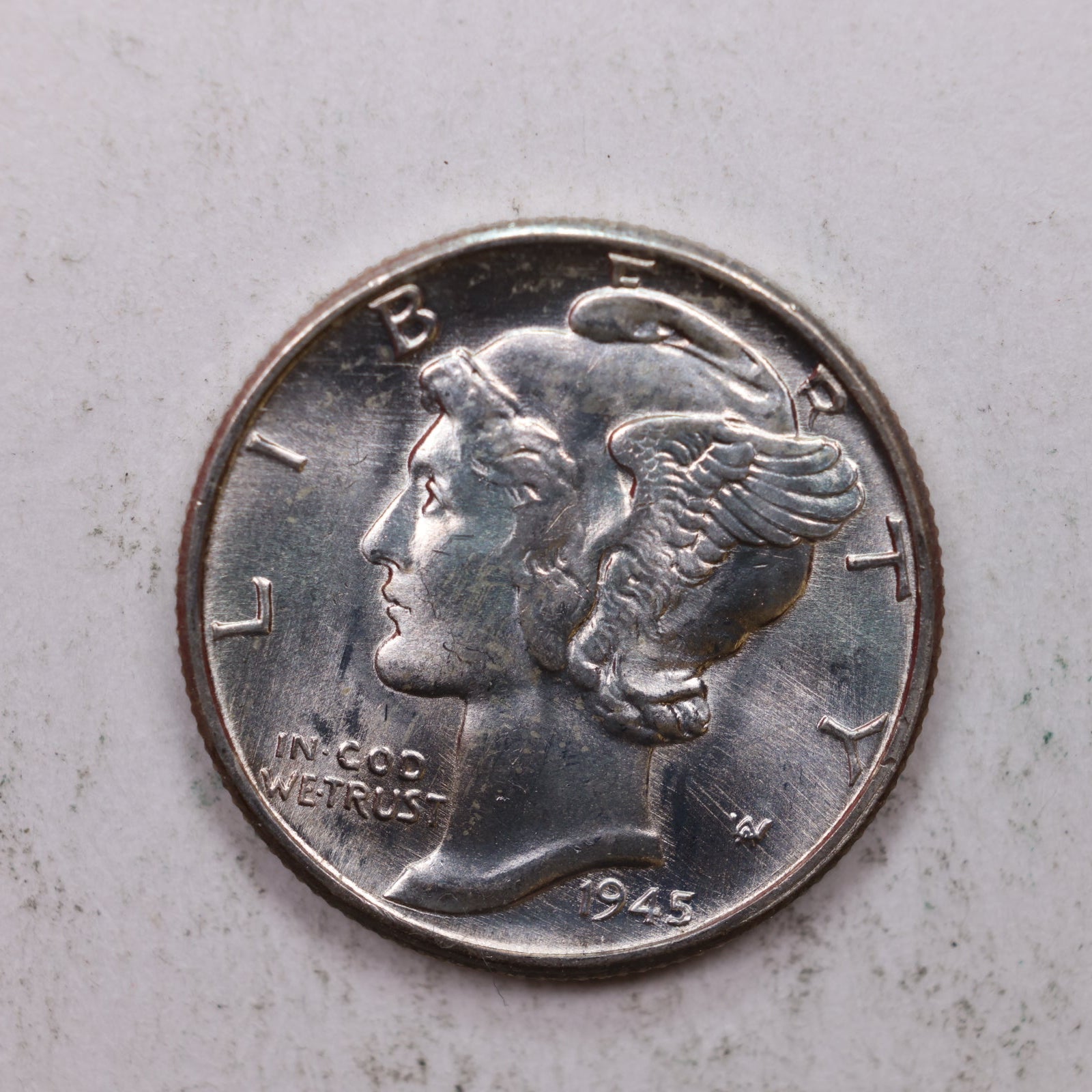 1945 Mercury Silver Dime, Mint State Uncirculated Coin. Store Sale #DE0920.