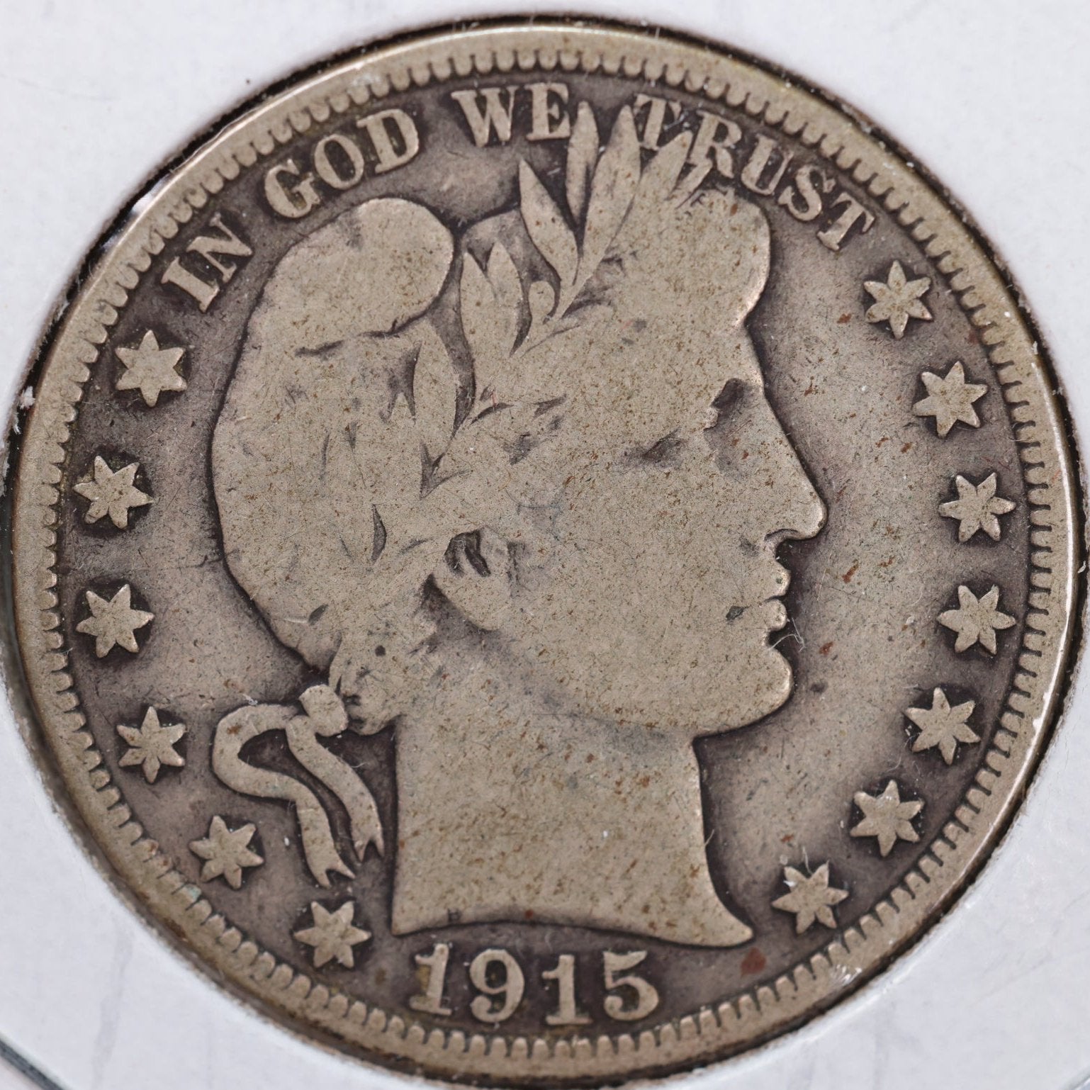 1915 Barber Half Dollar, Very Good Circulated Coin, Store #HR1025