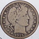 1915 Barber Half Dollar, Very Good Circulated Coin, Store