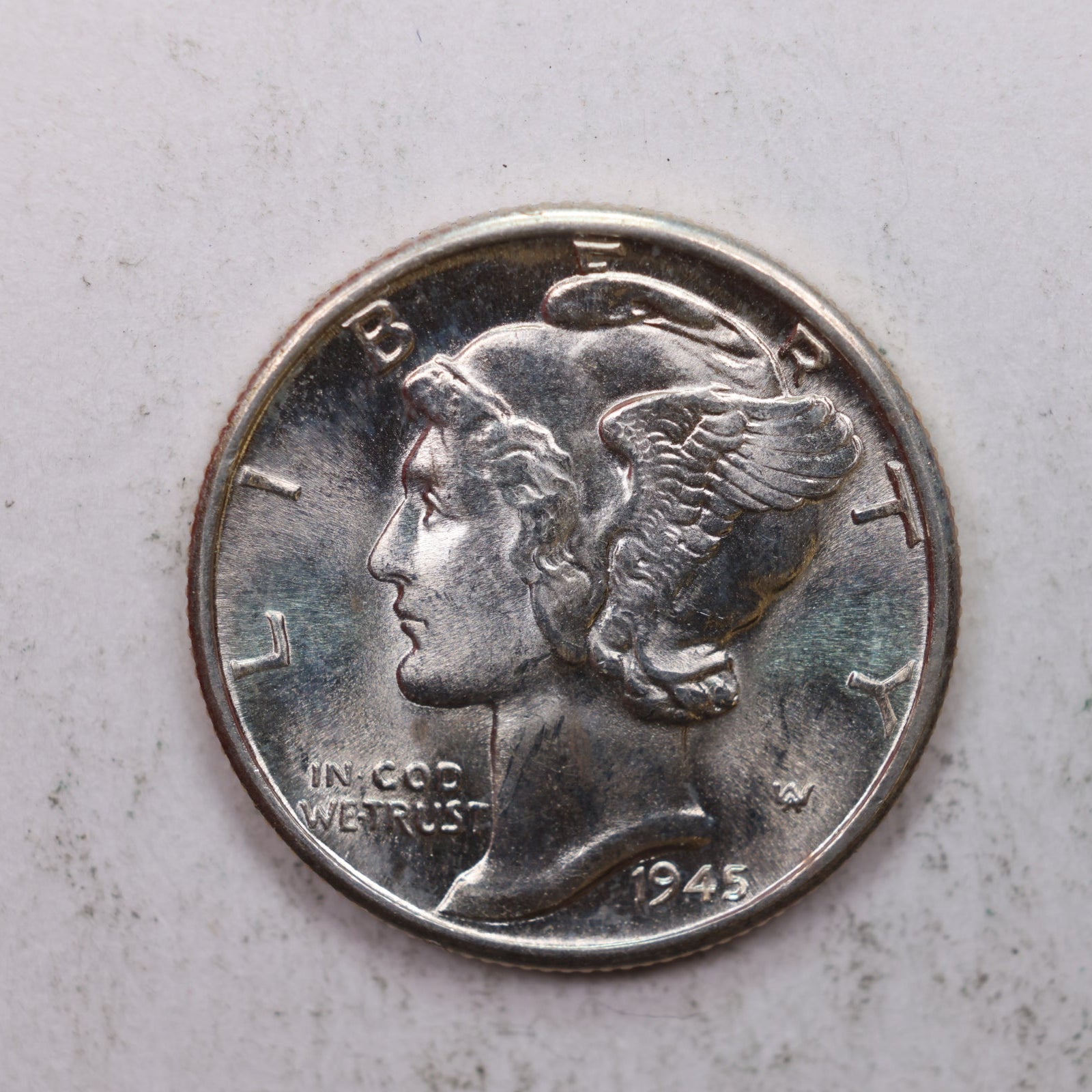 1945-D Mercury Silver Dime, Mint State Uncirculated Coin. Store Sale #DE0921.