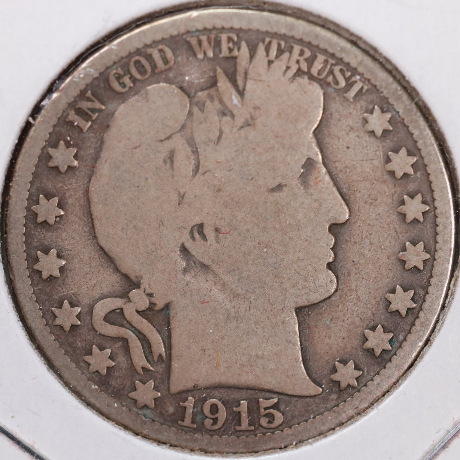 1915 Barber Half Dollar, Very Good Circulated Coin, Store #HR1027