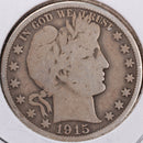 1915-D Barber Half Dollar, Very Good Circulated Coin, Store