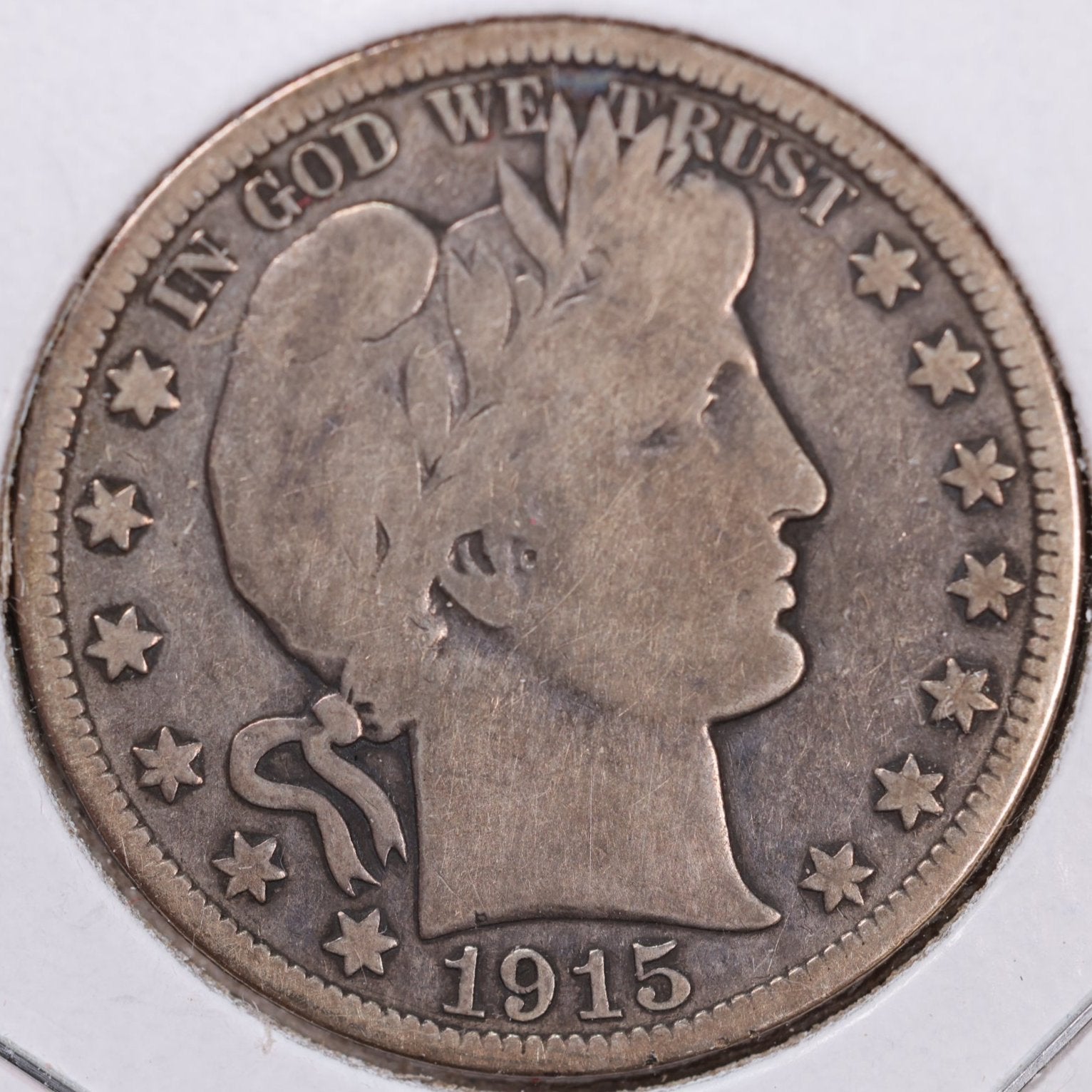 1915-D Barber Half Dollar, Very Good Circulated Coin, Store #HR1031