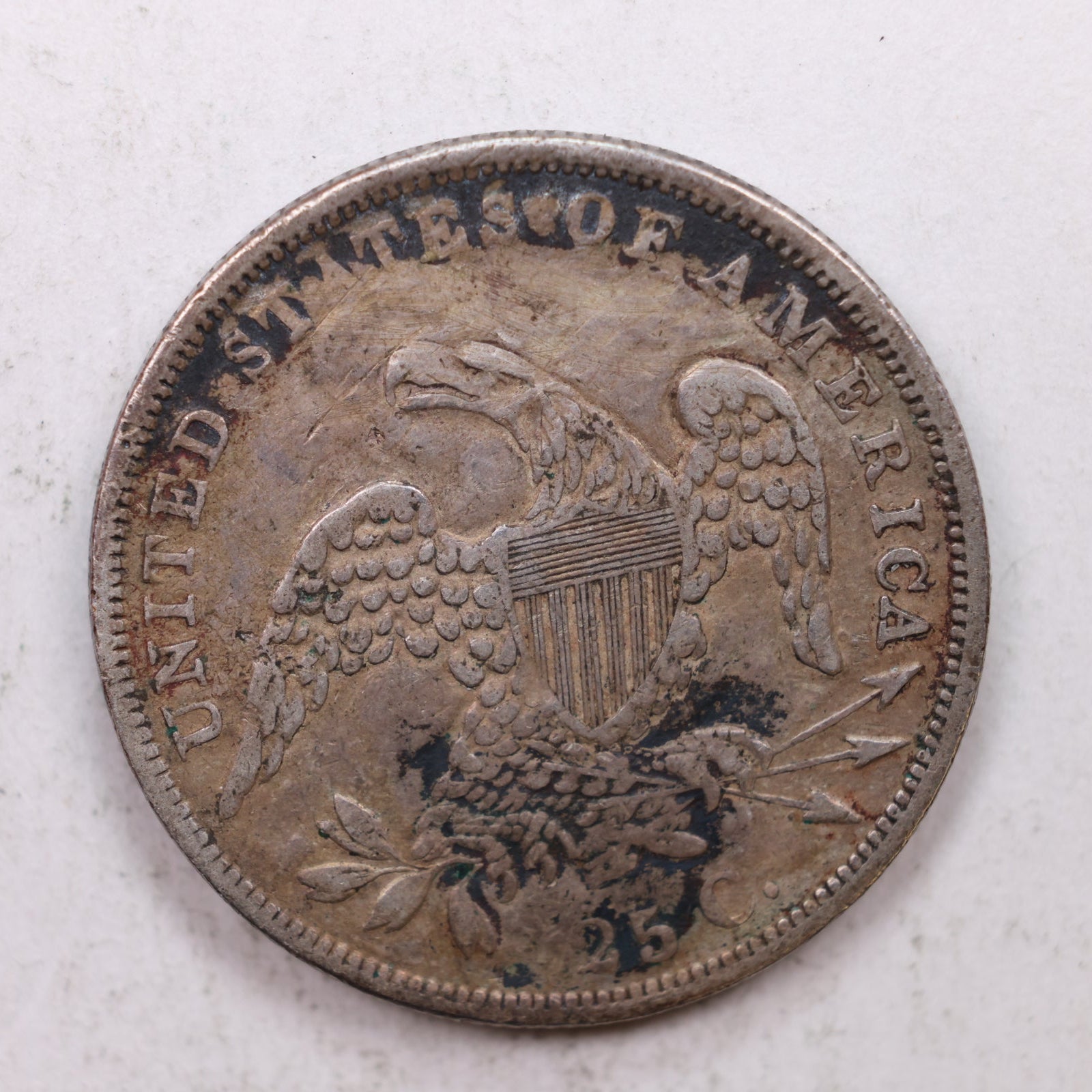 1835 Cap Bust Silver Quarter., Very Fine Circulated Collectible Coin., Store#QR1253.