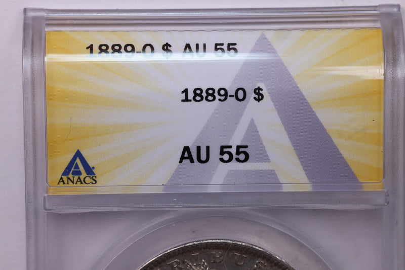 1889-O Morgan Silver Dollar., ANACS AU55., Affordable Collectible Coin Store Sale